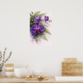 Purpurrote Orchideen-Botanik  Poster (Küche)