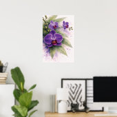 Purpurrote Orchideen-Botanik  Poster (Heimbüro)