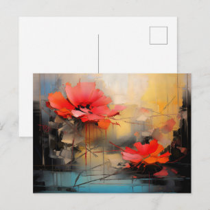 Purpurrote Stille – Abstrakte Mohnblumen im Stadtl Postkarte