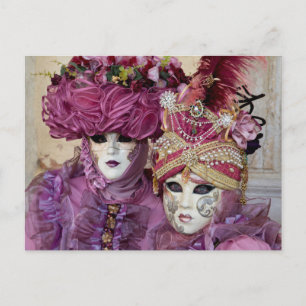 Purpurroter Karnevalskostüm, Venedig Postkarte