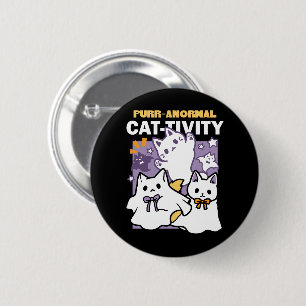Purr-anormale Katzenbildung - Halloween-Katzen-Des Button