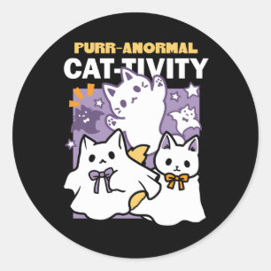 Purr-anormale Katzenbildung - Halloween-Katzen-Des Runder Aufkleber