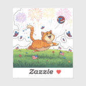 Purr Anzug des Glücks - 4. Juli Katze Aufkleber (Blatt)