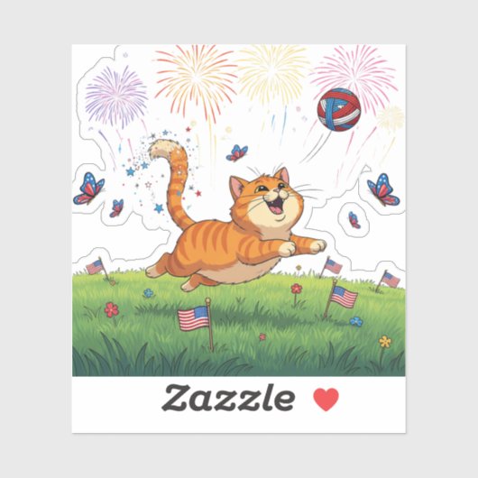 Purr Anzug des Glücks - 4. Juli Katze Aufkleber (Blatt)