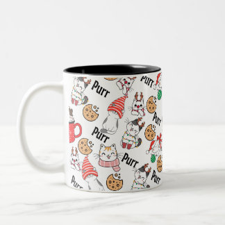 Purr Cat Weihnachts-Tasse Zweifarbige Tasse