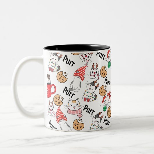 Purr Cat Weihnachts-Tasse Zweifarbige Tasse (Links)