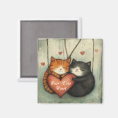 Purr ever Yours Kitty Cat Cuddles Illustriert Art Magnet (Vorderseite/Rückseite)