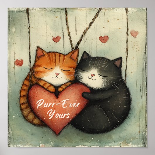 Purr Ever Yours Kitty Cat Cuddles Poster Wall Art (Vorne)