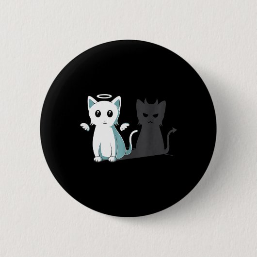 Purr Evil Devil Cat Happy Halloween Cat Angel Devi Button (Vorderseite)