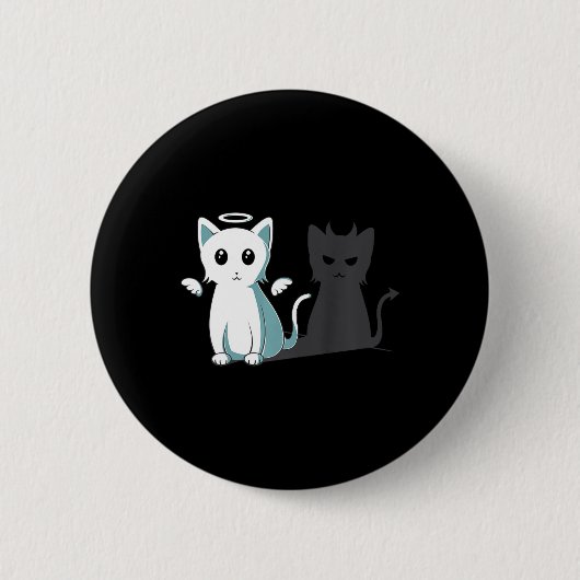 Purr Evil Devil Cat Happy Halloween Cat Angel Devi Button (Vorderseite)