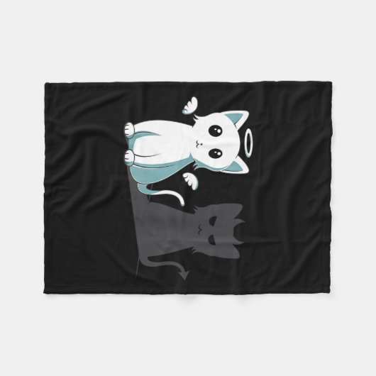Purr Evil Devil Cat Happy Halloween Cat Angel Devi Fleecedecke (Vorderseite (Horizontal))