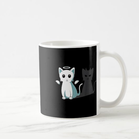 Purr Evil Devil Cat Happy Halloween Cat Angel Devi Kaffeetasse (Rechts)