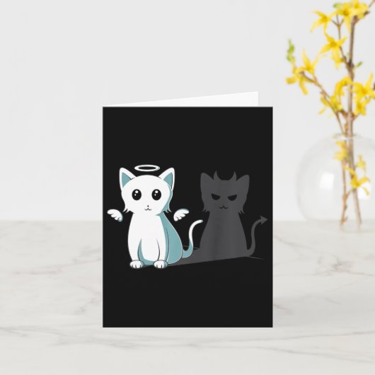 Purr Evil Devil Cat Happy Halloween Cat Angel Devi Karte (Gelbe Blume)