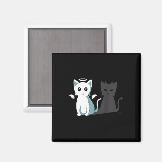 Purr Evil Devil Cat Happy Halloween Cat Angel Devi Magnet (Vorderseite/Rückseite)
