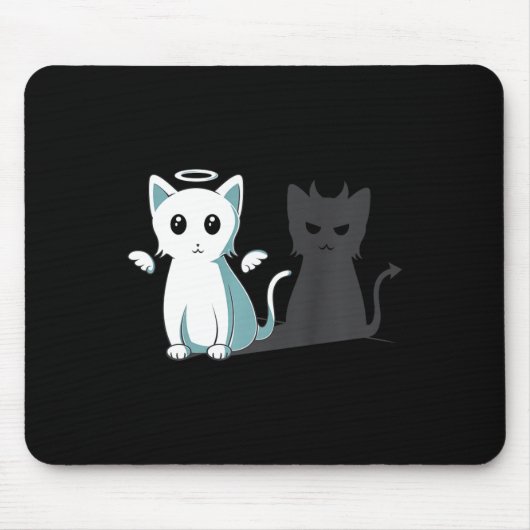 Purr Evil Devil Cat Happy Halloween Cat Angel Devi Mousepad (Vorne)