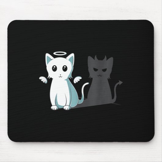 Purr Evil Devil Cat Happy Halloween Cat Angel Devi Mousepad (Vorne)