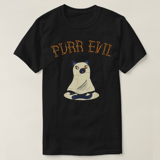 Purr Evil Feline Cat Halloween Spooky Trick oder T T-Shirt (Design vorne)