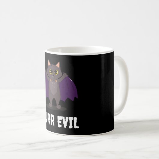 Purr Evil Funny Halloween Cat Vampire Cat Bat Cat Kaffeetasse (VorderseiteRechts)