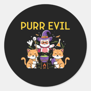 Purr Evil Halloween Katzen Hexen Hübsche, spukhaft Runder Aufkleber