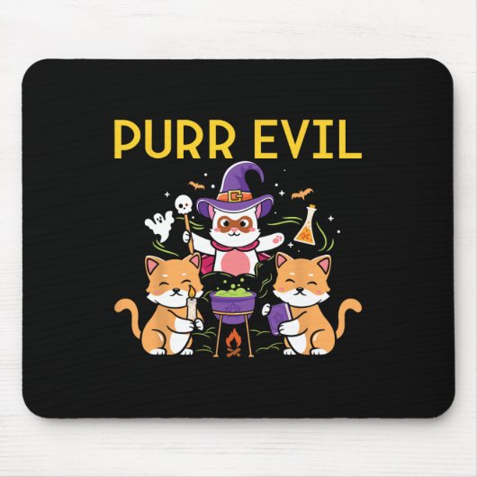 Purr Evil Halloween Katzen Hexen Spaß spuke Katzen Mousepad (Vorne)