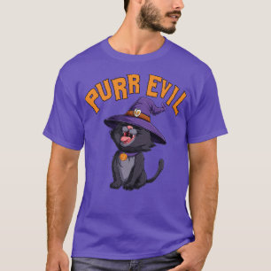 Purr Evil Halloween lachende schwarze Katzenhexenm T-Shirt