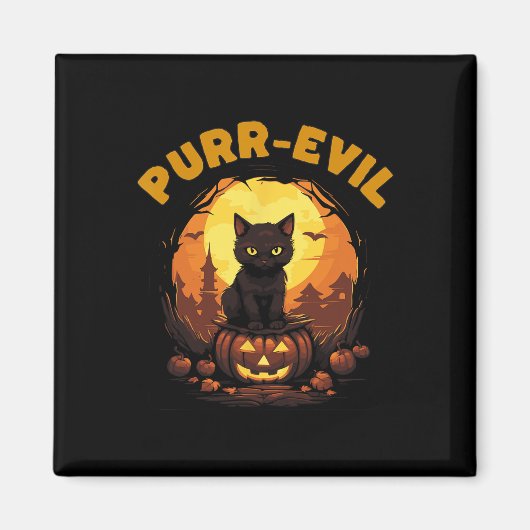 Purr-Evil Spuk Cat Halloween Magnet (Vorne)