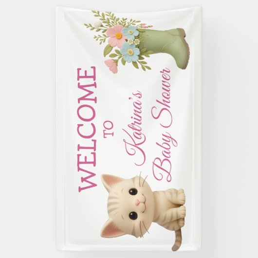 Purr-fect Baby Girl Kitten Babydusche Banner (Vertikal)