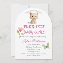 Purr-fect Baby Girl Kitten Babydusche Einladung