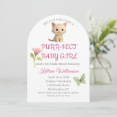 Purr-fect Baby Girl Kitten Babydusche Einladung (Stehend Vorderseite)