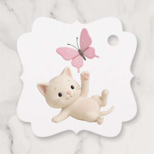 Purr-fect Baby Girl Kitten Babydusche Geschenkanhänger (Rückseite)