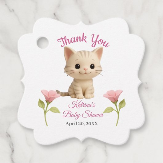 Purr-fect Baby Girl Kitten Babydusche Geschenkanhänger (Vorderseite)