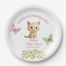 Purr-fect Baby Girl Kitten Babydusche Pappteller