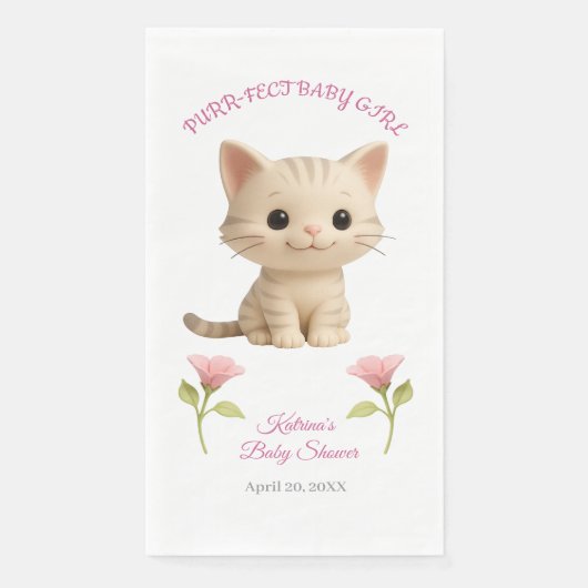 Purr-fect Baby Girl Kitten Babydusche Serviette (Vorderseite)