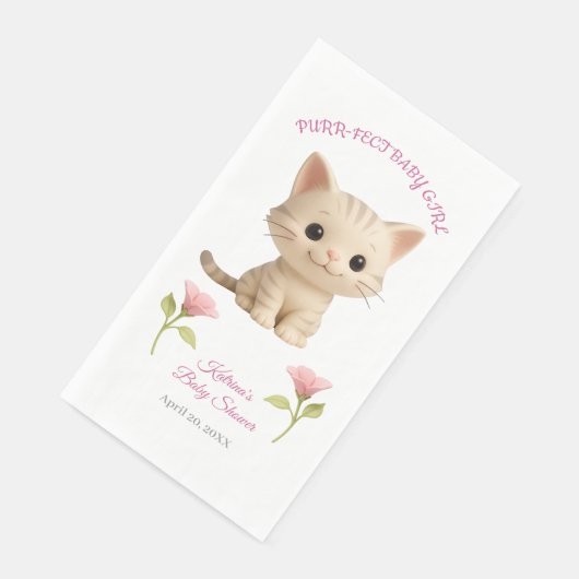 Purr-fect Baby Girl Kitten Babydusche Serviette (Ecke)