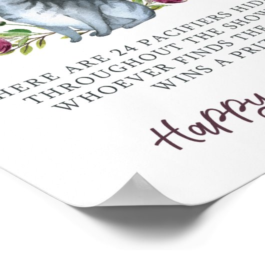 Purr-Fect Baby Shower Schnuller Jagdspiel Poster (Ecke)