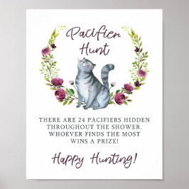 Purr-Fect Baby Shower Schnuller Jagdspiel Poster