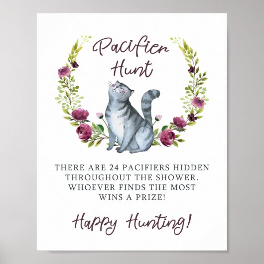Purr-Fect Baby Shower Schnuller Jagdspiel Poster (Vorne)