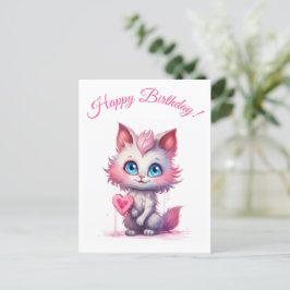 Purr fect Birthday Wish - Niedlich Kitty Postkarte