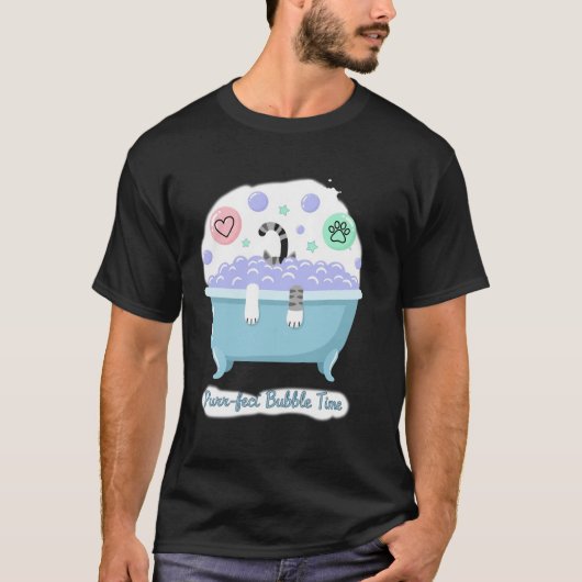 Purr-fect Bubble Time cat T-Shirt (Vorderseite)