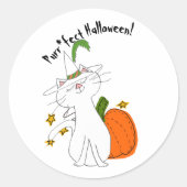 Purr*fect Cat Pumpkin Halloween Runder Aufkleber (Vorderseite)