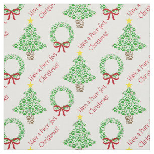 Purr fect Christmas Fun Paw Print Trees & Wreaths Stoff
