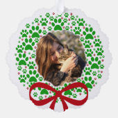 Purr fect Christmas Fun Paw Prints Cat Foto Ornament Karte (Rückseite)