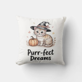 Purr-fect Dreams Niedliche Katze mit KürbisHallowe Kissen