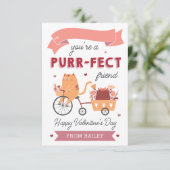 Purr-fect Friend Cat Classroom Valentinstag Card Einladung (Stehend Vorderseite)