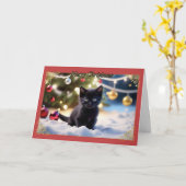 Purr-fect Holiday wünscht Weihnachtskarte Karte (Gelbe Blume)