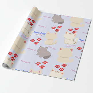Purr-fect Kitten Niedliche Katzen und Paw Prints Geschenkpapier