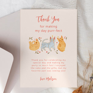 Purr-fect Kitty Cat Pink Geburtstagsparty Dankeskarte