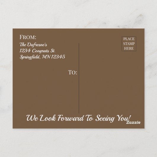 "Purr-fect" New Cat Announcement Brown Postkarte (Rückseite)