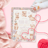 Purr-fect Niedliche Katzen Blumenmädchen Babydusch Einladung