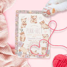 Purr-fect Niedliche Katzen Blumenmädchen Babydusch Einladung